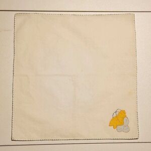 Vintage 1950s Cotton Handkerchief with Embroidery